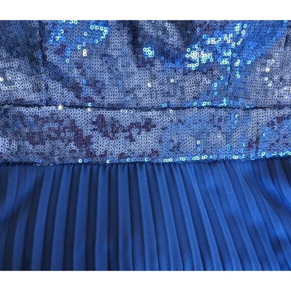 Vintage Y2K CACHE Midnight Blue Lean Column Sequined Mini Maxi Dress Size 8 - Picture 5 of 6